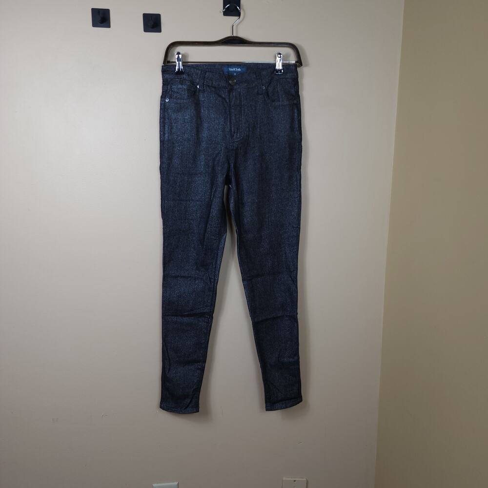 Modcloth Metal Dipped and Dapper Skinny Jeans in Gunmetal Size 8